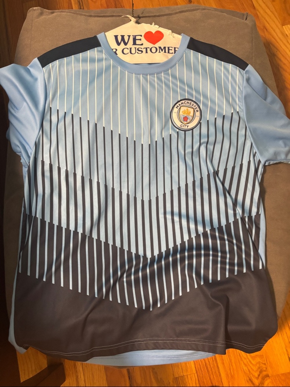 Official Man City Jersey. Light Blue and Navy Manchester City Training Jersey